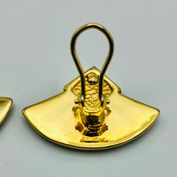 Laurel Burch Vintage Lotus Flower Gold Clip-On Earrings - Picture 6 of 9
